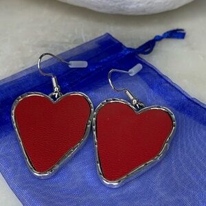 Red Heart Dangle Earrings